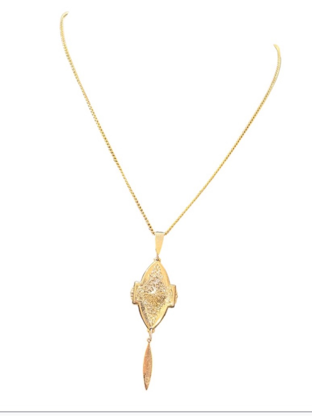 Delicate Gold Floral Drop Pendant Necklace for Women -Preowned